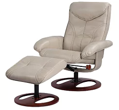 benchmaster newport taupe swivel faux leather recliner chair