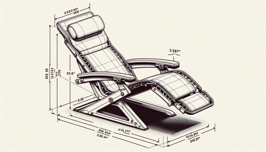 wide vector diagram of a zero gravity chair with emphasis on its reclining capability. a side view showcases the chair in various stages of recline, w
