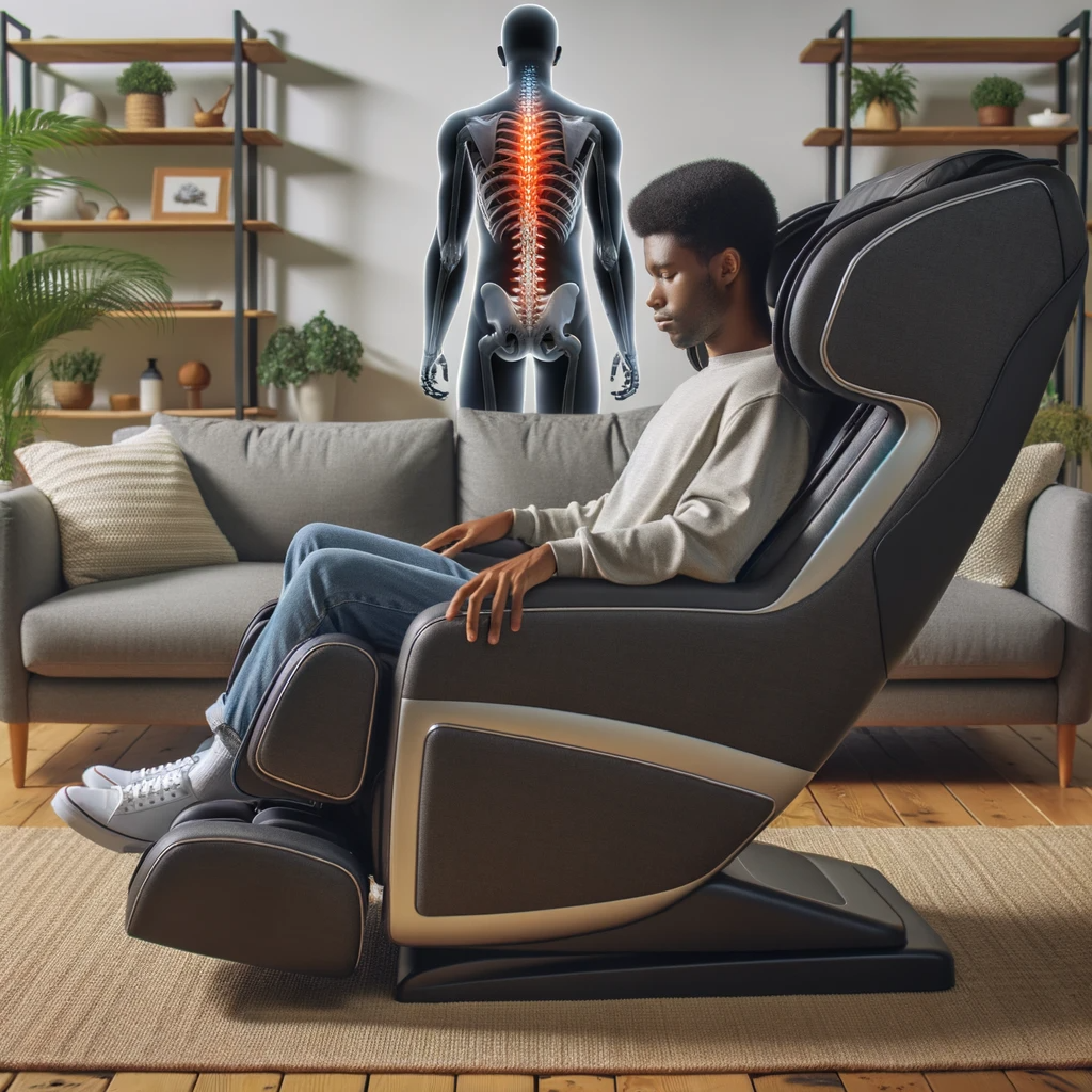 Photo of a sleek zero gravity full body kahuna massage chair recliner lm6800 positioned in a modern living space. 