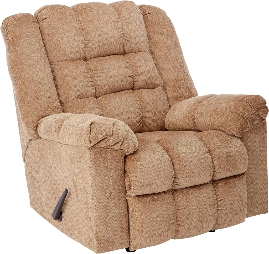 signature design by ashley ludden ultra plush tufted manual rocker recliner light brown